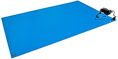 Bertech ESD Mat Kit with a Wrist Strap and a Grounding Cord, 18" Wide x 24" Long x 0.093" Thick, Blue