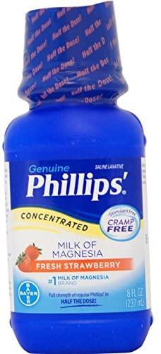Phillips' Concentrated Milk of Magnesia Saline Laxative, Fresh Strawberry 8 oz ( Pack of 4)