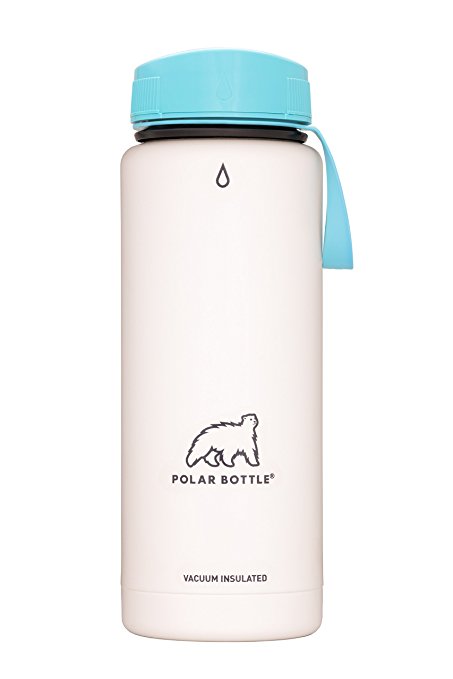 Polar Bottle Thermaluxe - Standard Cap - Vacuum Insulated Stainless Steel Thermos Travel Mug, White Powder Coat{21 oz.}