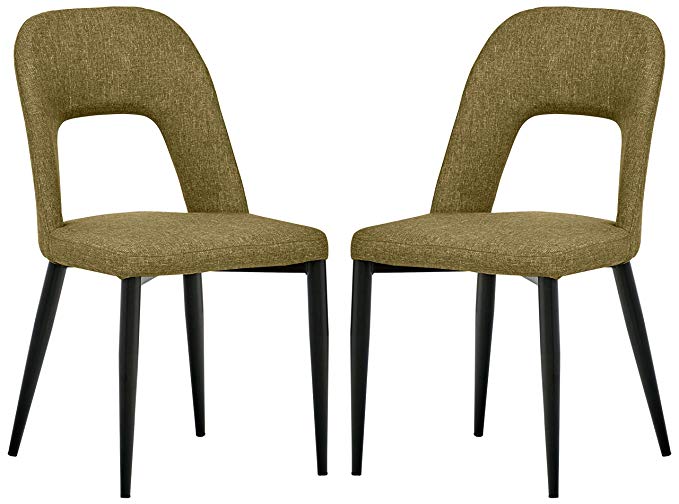 Rivet Florence Mid-Century Wide Open-Back Accent Dining Chairs - 18.8"W, Hunter Green, 2-Pack