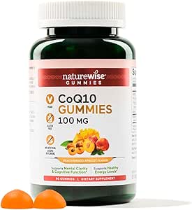 NatureWise CoQ10 Gummies, CoQ10 100mg - Peach Mango Flavor - Support Heart Health & Antioxidant Activity - Pectin-Based Gummies, Vegan, Gluten-Free, Non-GMO - 90 Gummies[45-Day Supply]