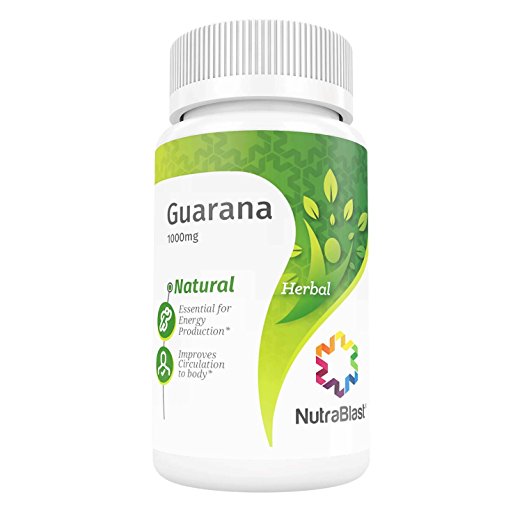 NutraBlast Guarana Complex (Seeds) 1000Mg Naturally Occurring Caffeine - Supports Energy Levels, Appetite, Metabolism, and Mood - Made in USA (90 Coated Tablet)