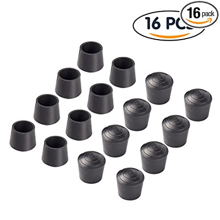 Shintop 16pcs Chair Leg Tips Caps 0.94" Rubber Table Chair Leg Caps Anti-slip Prevent Scratches (Black, Round)