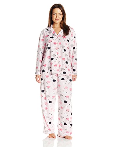Karen Neuburger Women's Plus-Size Minky Fleece Holiday Novelty Pajama Sheep Pink, Sheep Pink, 2X