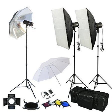 Emart 750w Professional Photographic Studio Strobe Flash Light Kit - Barn Door, Soft Boxes, Umbrellas, Stands, Lamps, Trigger & More