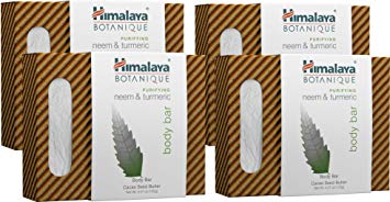 Himalaya Botanique Purifying Neem & Turmeric Handcrafted Bar Soap, Free from Parabens, SLS, Phthalates, Artificial Colors and Artificial Fragrances, 4.41 oz (125 g) 4 PACK