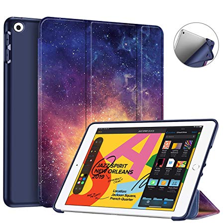 Fintie SlimShell Case for iPad 7 10.2-inch 2019, Super Thin Lightweight Smart Stand Soft Protective TPU Back Cover Supports Auto Wake/Sleep for iPad 10.2, Galaxy