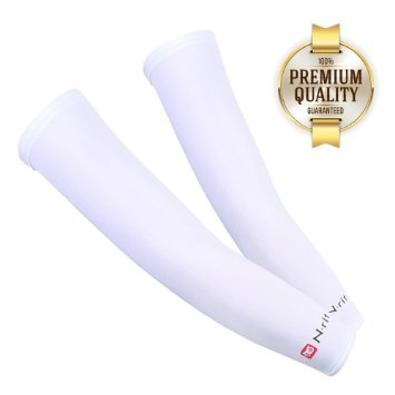 Cooling Compression Sports Arm Sleeve w/ 99% UV Protection for Golf/Weight Training/Basketball/Cycling/Pain/Injury/Recovery