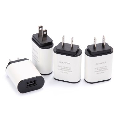 Wall Charger, 4 Pack 10W 2A/5V High Speed Home Travel Wall Charger Plug Adapter for Ipad Pro Air 2 Mini iPhone 6/6S Plus 5S SE Samsung Galaxy S7 Edge S6/S5 Note 4/5 Tab HTC LG BLU Android Cellphone