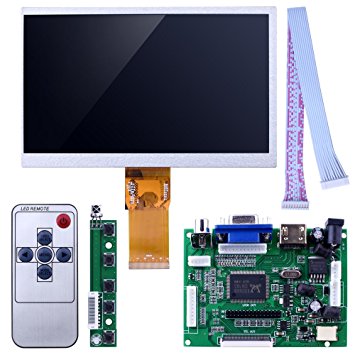 kuman 7 inch LCD Display 1024x600 TFT Screen High Resolution Monitor EJ070NA-01J with Remote Driver Control Board 2AV HDMI VGA for Raspberry Pi 3 2 Model B Rpi B  B A SC7I