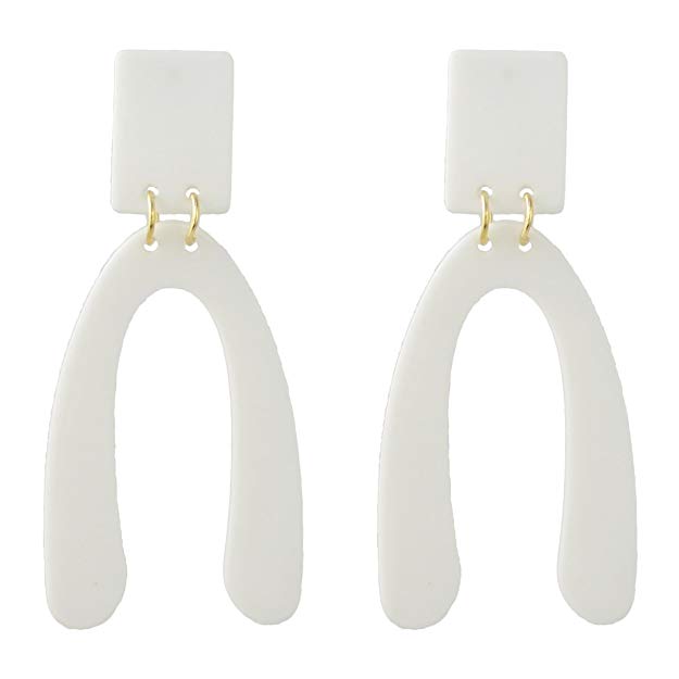 Idealway Fashion Generous Geometric Acrylic Inverted U-shaped Drop Earrings