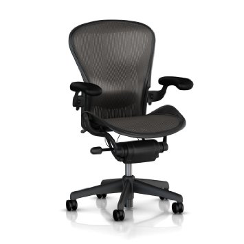 Aeron Chair by Herman Miller - Official Retailer - Highly Adjustable - Graphite Frame - Lumbar Pad - Carbon Classic (Large)