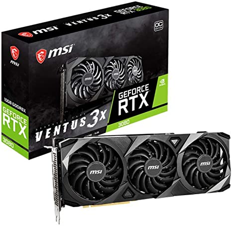 MSI Gaming GeForce RTX 3080 10GB GDRR6X 320-Bit HDMI/DP Nvlink Torx Fan 3 Ampere Architecture OC Graphics Card (RTX 3080 Ventus 3X 10G OC)