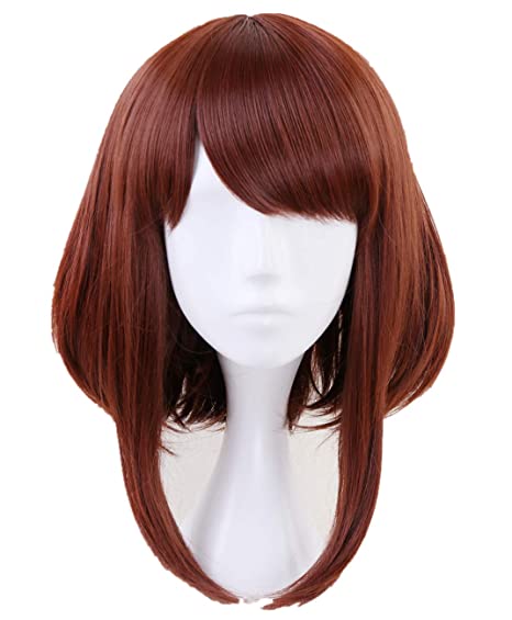 Topcosplay Anime Cosplay Wig Brown Bob Wigs for Women Girls Halloween Costume Synthetic Wigs