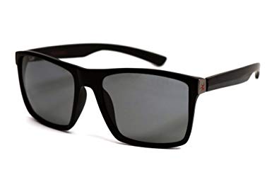 Glare Guard Polarized Sunglasses for Men | Lightweight Black Wayfarer Sport Frames | Premium Dark 100% UV Protection for Driving, Fishing & More