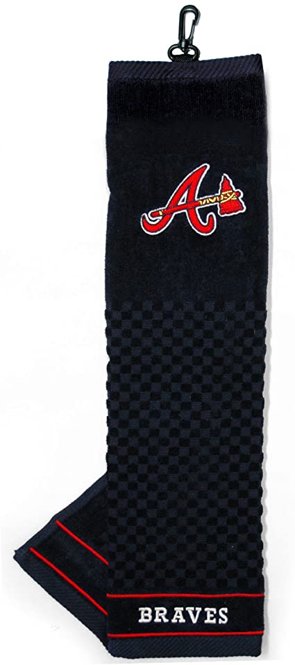 Team Golf MLB Atlanta Braves Embroidered Golf Towel, Checkered Scrubber Design, Embroidered Logo