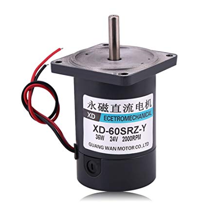 Small Motor DC 12-24V Strong Magnetic High Torque 36W High Speed Mini Motor With Flange for DIY Machine Remote Control(2000rpm 24V)