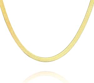 PAVOI Italian Solid 925 Sterling Silver, 22K Gold Plated Chain Necklaces | Snake, Square Box, Cable, Super Flex Curb, Miami Cuban and Rope Diamond-Cut Herringbone Necklace for Women and Men | MADE IN ITALY