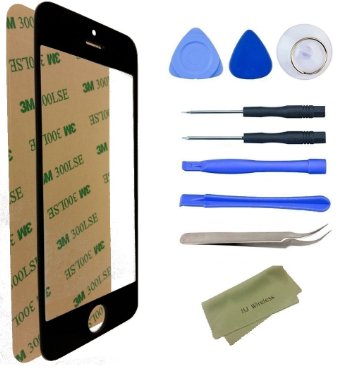 iPhone 5 / 5s Broken Screen Replacement Repair Kit Including Replacement Glass / Tools / Adhesive Sticker Tape / Tweezers / Microfiber Cleaning Cloth / Lens (Black)