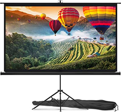 Pyle Projector Screen with Stand - 80-Inch Floor Standing Portable Fold-Out Rollup Matte for Projection, Includes Tripod, Great for Indoor/Outdoor Presentation, Quick Assembly