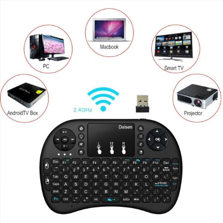 Daisen-tech I8 Mini 2.4Ghz Wireless Touchpad Keyboard With Mouse For Pc, Pad, Google Android Tv Box, Htpc, Iptv (Black)