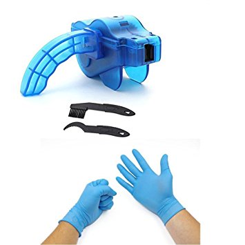 3ehoo Bike Chain Cleaning Tool Set   3 Pairs Gloves Outdoors with Newly Designed Cleaner Uses Rotating Brushes to Make Bicycle Chain Maintenance Easy