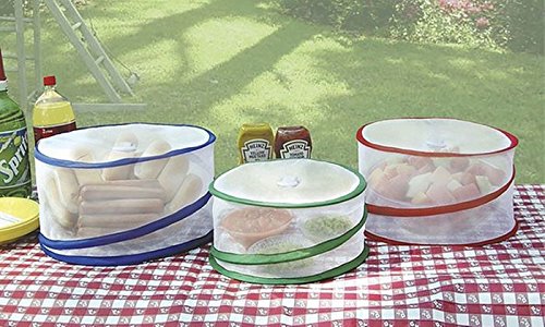 Vinsani Set of 3 [15", 13.5" & 12"] Reusable Collapsible Pop-up Mesh Screen Food Covers Kitchen Outdoor Summer Picnic BBQ Barbecue Insect Fly Protector Mesh Net