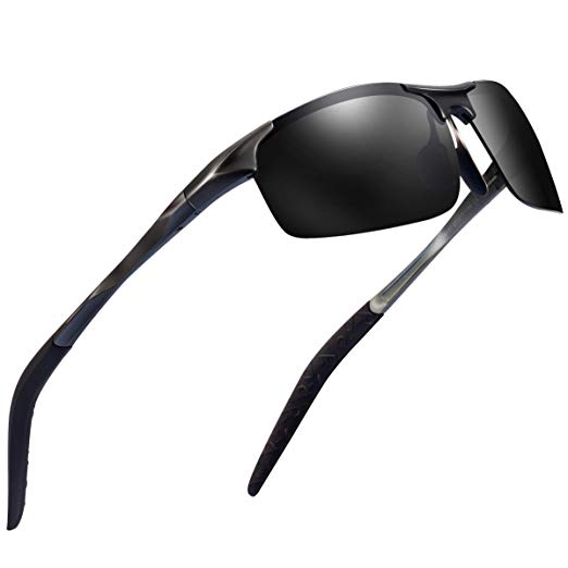 Sports Polarized Sunglasses for Men - Feirdio Mens Sports Glasses Metal Frame Driving sunglasses 2266