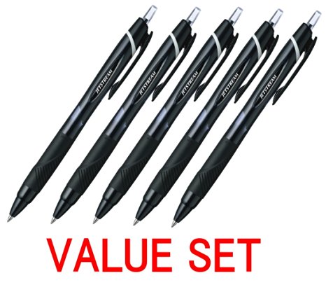 Uni-ball Jetstream Extra Fine Point Retractable Roller Ball Pens,-rubber Grip Type -0.7mm-black Ink-value Set of 5 (With Our Shop Original Product Description)