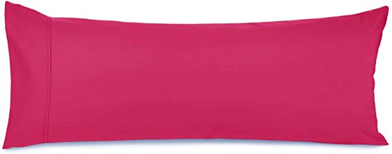 Nestl Bedding Body Pillow Case - Double Brushed Microfiber Hypoallergenic Pillow Covers - 1800 Series Premium Bed Pillow Cases, 20"x54" - Hot Pink