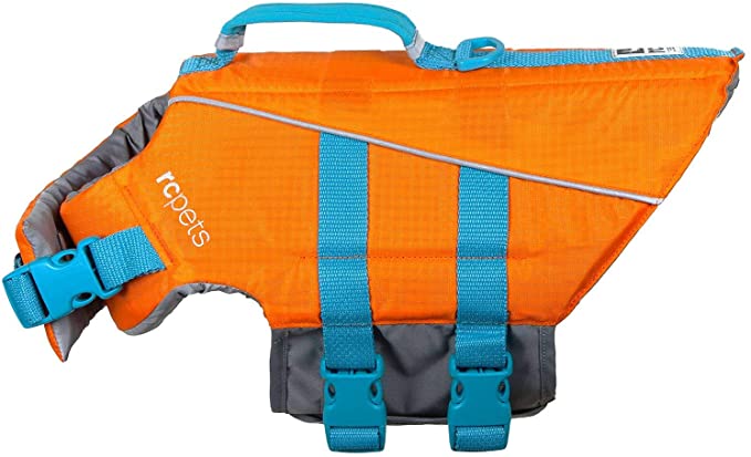 RC Pet Products Tidal Life Vest, Adjustable Dog Life Jacket, Orange/Teal, Large