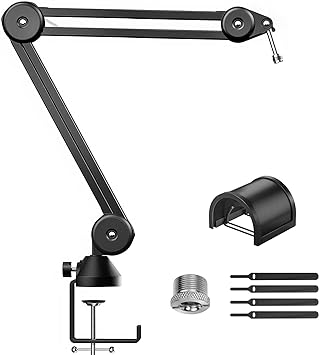 Mic Arm Stand Desk, TONOR Microphone Boom Arm Microfono Arm with Extra-large Pop Filter and Cable Ties for Quadcast Blue Yeti Snowball Shure SM7B Rode Razer Elgato Wave, Recording Equipment T40