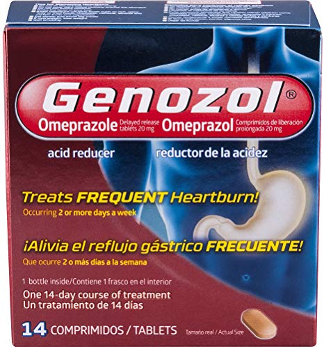 Genozol Omeprazole Acid Reducer 20 mg Tablets, 14 Count