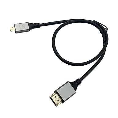 Seadream Micro HDMI to HDMI 2.1 8K Cable 1.64FT Aluminum Shell 48Gbps Ultra Thin 8K@60hz, 4K@120hz Support HDR eARC Dolby HDMI Cord (8K 1.64FT)