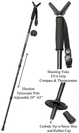 Hammers Shooting Stick/Monopod Gun Pod Shooting Stick/Monopod, Lightweight Alloy, Black
