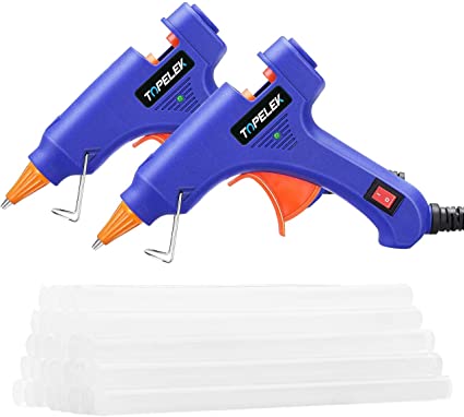 TOPELEK Mini Hot Melt Glue Gun,[2 Pack] Hot Glue Gun with 30pcs Glue Sticks,Removable Anti-hot Cover Glue Gun Kit with Flexible Trigger for Kids School DIY Crafts Arts & Crafts, Home and Office Quick Repairs