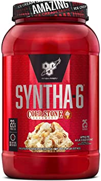 BSN Syntha-6 Whey Protein Powder, Cold Stone Creamery- Apple Pie a la Cold Stone Flavor, Micellar Casein, Milk Protein Isolate Powder, 25 Servings