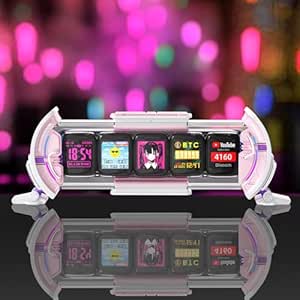 Divoom Times Gate Cyberpunk Digital Clock - Smart App Control, WiFi Connectivity, RGB LED Display, Customizable Dashboard & Pixel Art for Gaming Room and Office Decor (Pink)