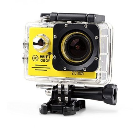 Lightdow LD6000 1080P HD Wifi Sports Action Camera Kit - 20 LCD  170 Wide Angle Lens  DSP-NT96655  Bonus Battery YellowWiFi