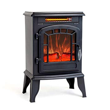 FLAME&SHADE Electric Wood Stove Fireplace Heater - Freestanding - Height 23in