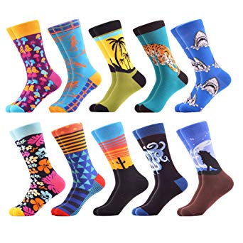 WeciBor Men's Funny Casual Combed Cotton Novelty Crazy Fancy Socks Packs