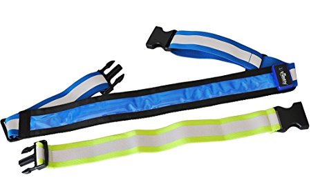 LED Reflective Belt USB Rechargeable   Extension Belt | Mr Visibility Gear for Running, Cycling, Walking | Adjustable & Lightweight for Women, Men, Kids, Dogs | Safer Than Reflector Vest | Green, Blue