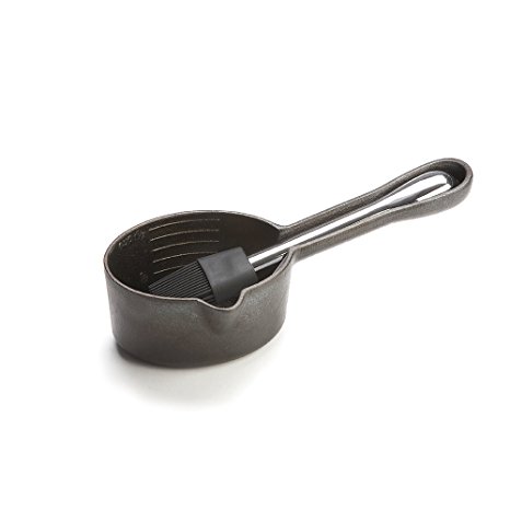 Outset Q173 Cast Iron Sauce Pot with Nesting Silicone Basting Brush