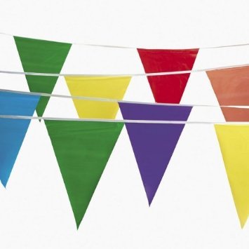 500 feet Multi Colored Pennant Flags Banners (Pack of 5, 100 feet pennants)
