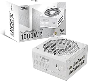 ASUS TUF Gaming 1000W Gold White Edition (1000 Watt, Fully Modular Power Supply, 80  Gold Certified, Military-Grade Components, Dual Ball Bearing, Axial-tech Fan, PCB Coating, 10 Year Warranty)