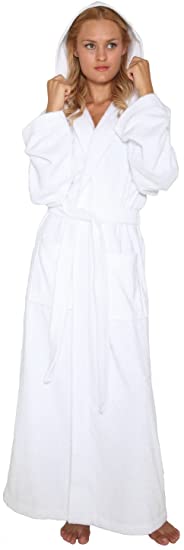 Arus Women's Pacific Style Full Length Hooded Turkish Cotton Bathrobe