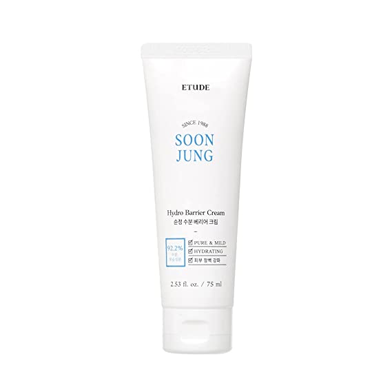 ETUDE SoonJung Hydro Barrier Cream (Tube Type) 2.54fl.oz(75ml) 21AD |Moisturizing and Soothing Cream | Non-Comedogenic, Hypoallergenic & Fragrance Free Moisturizer for Face