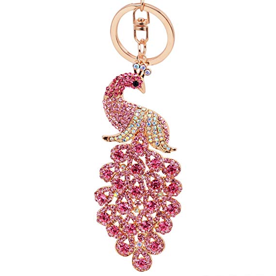 EASYA Animal Key Keychain Cute Peacock Key Chain (XLarge) (Pink)