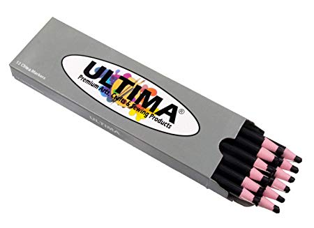 Ultima China Marker – Peel-Off Grease Pencil/Wax Pencil – Leaves Opaque, Easy to Remove Markings on all Glazed, Non-Porous & Polished Surfaces (Black)