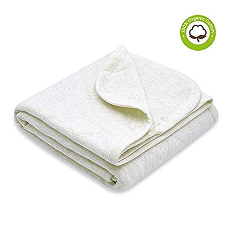 Organic Cotton Baby Blanket Warm, Breathable and Super Soft Quilted Toddler Blanket for Boys and Girls - Hypoallergenic Thermal Crib Blanket Thick and Light Weight 39x39 Inches Large - Ivory